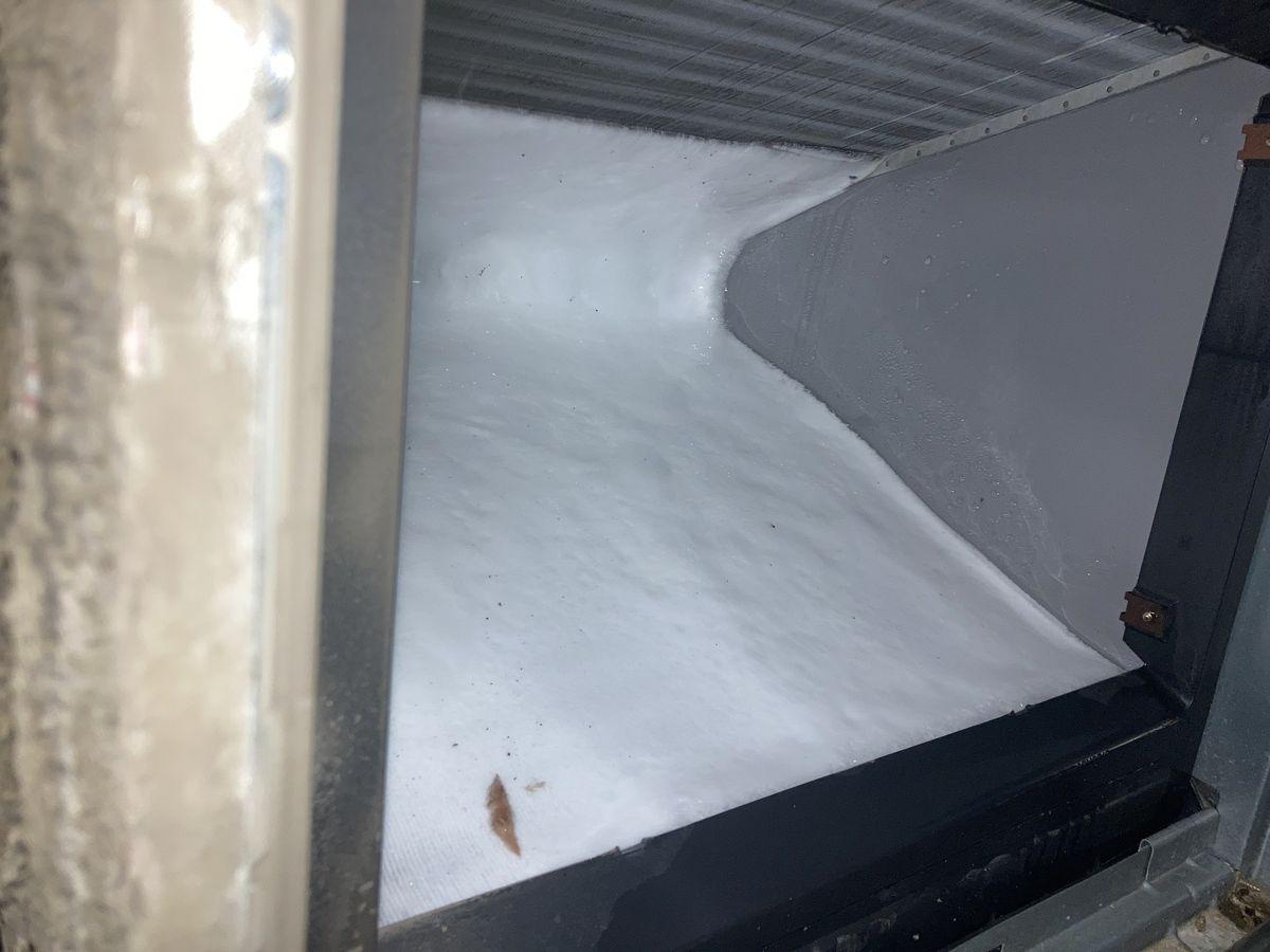 Evaporator coil completely frozen over from restricted airflow