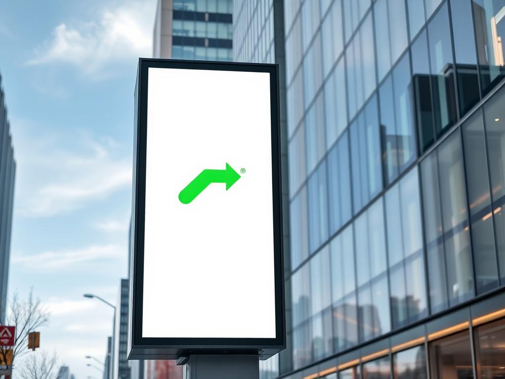 A vibrant brand logo displayed prominently on a digital billboard