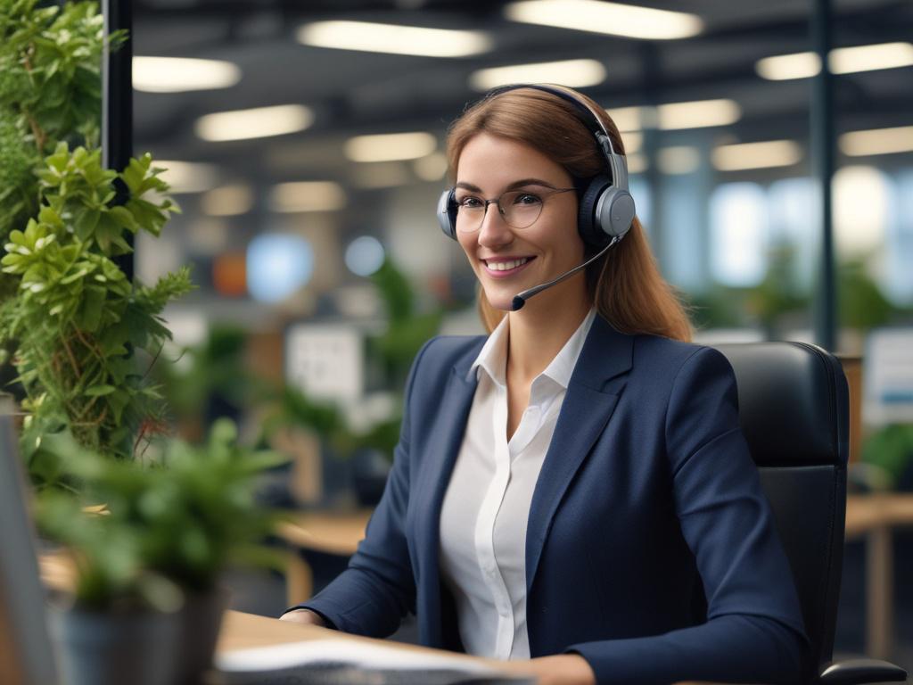 A close up shot of a friendly customer support representative
