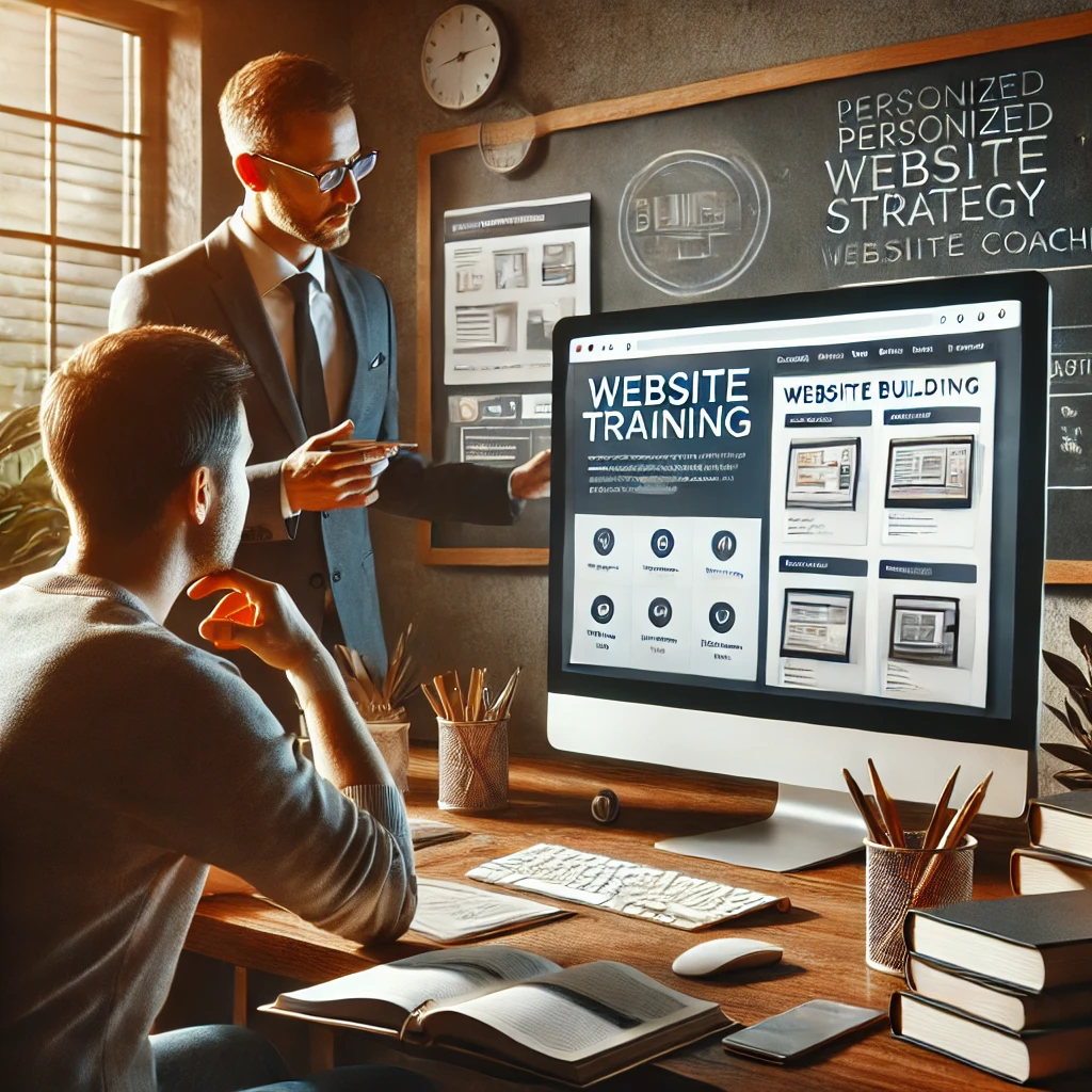 dall·e 2025-03-20 00.49.57 - a realistic, professional image depicting website training and coaching. the scene shows a modern office or home workspace where a mentor is guiding a.webp