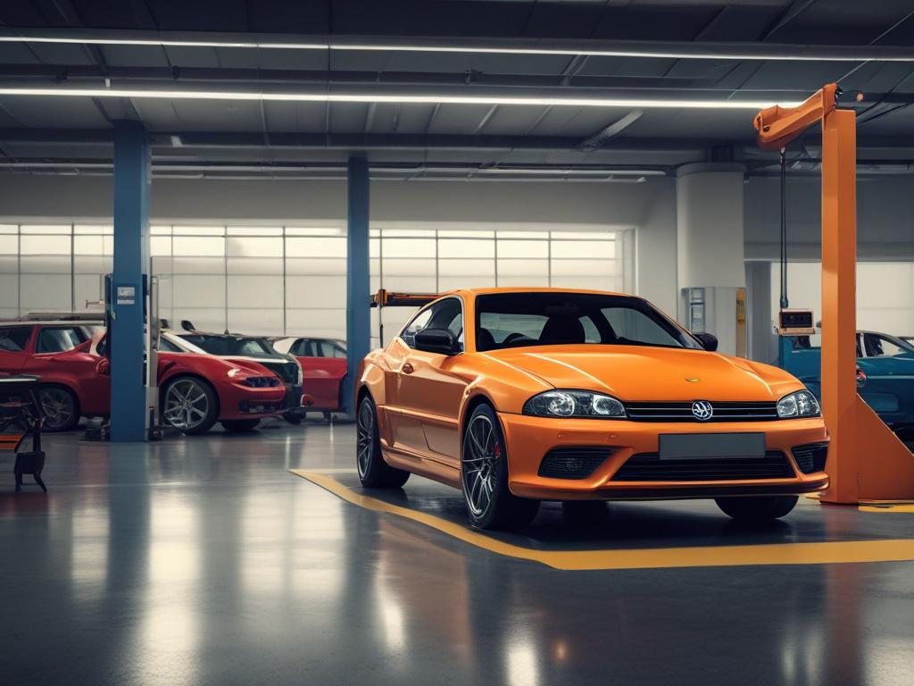 A realistic image showing a vehicle on a wheel alignment