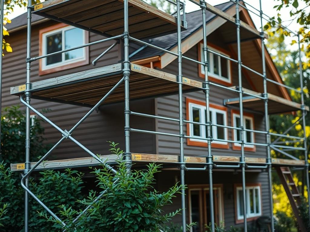 A close up shot of a well structured residential scaffolding