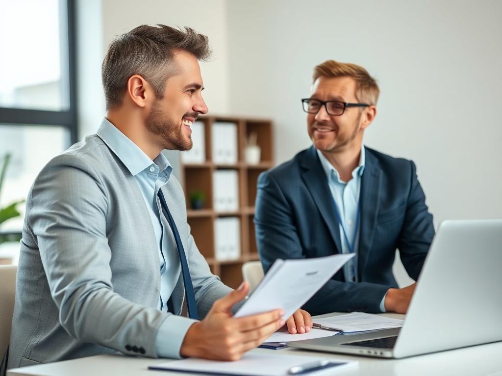 A close up shot of a confident business consultant speaking