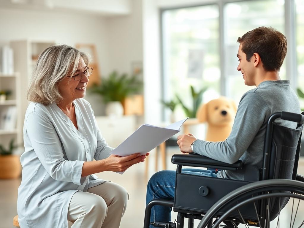 A friendly consultation in an open, bright office space