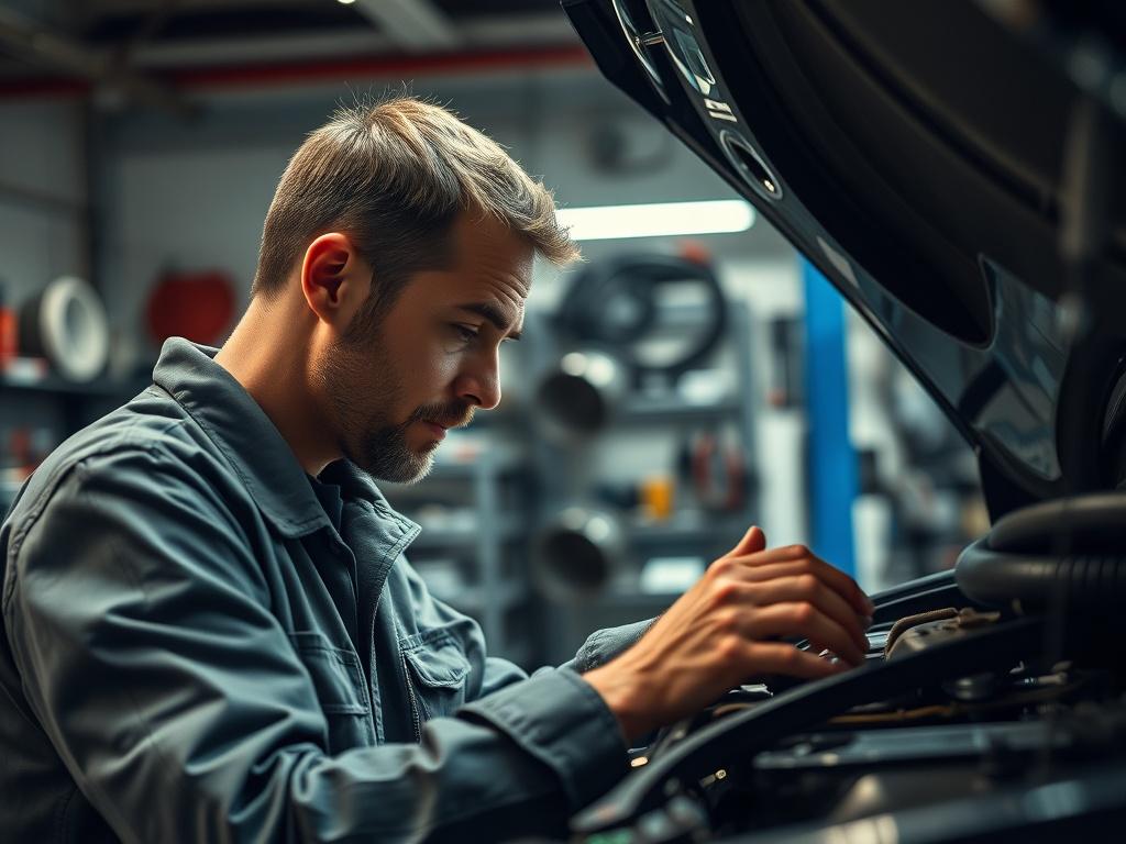 A close up shot of a mechanic working on a