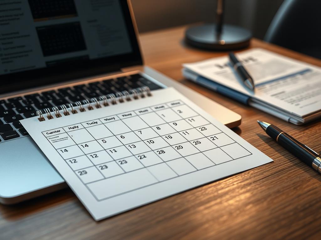 A close up shot of a scheduling calendar on a