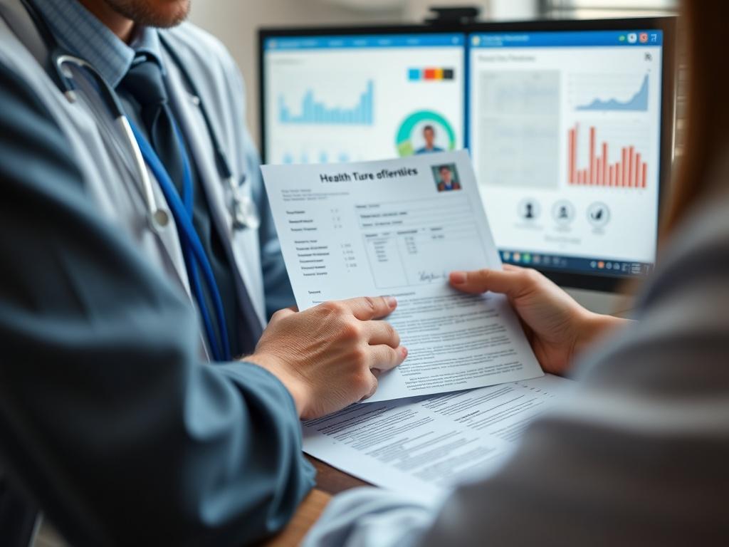 A close up shot of a healthcare provider's credentials being
