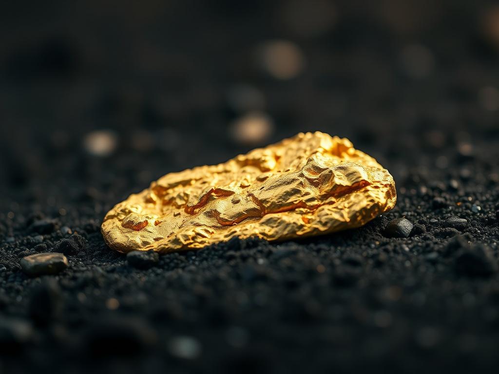 A hyper realistic close up shot of a gold nugget