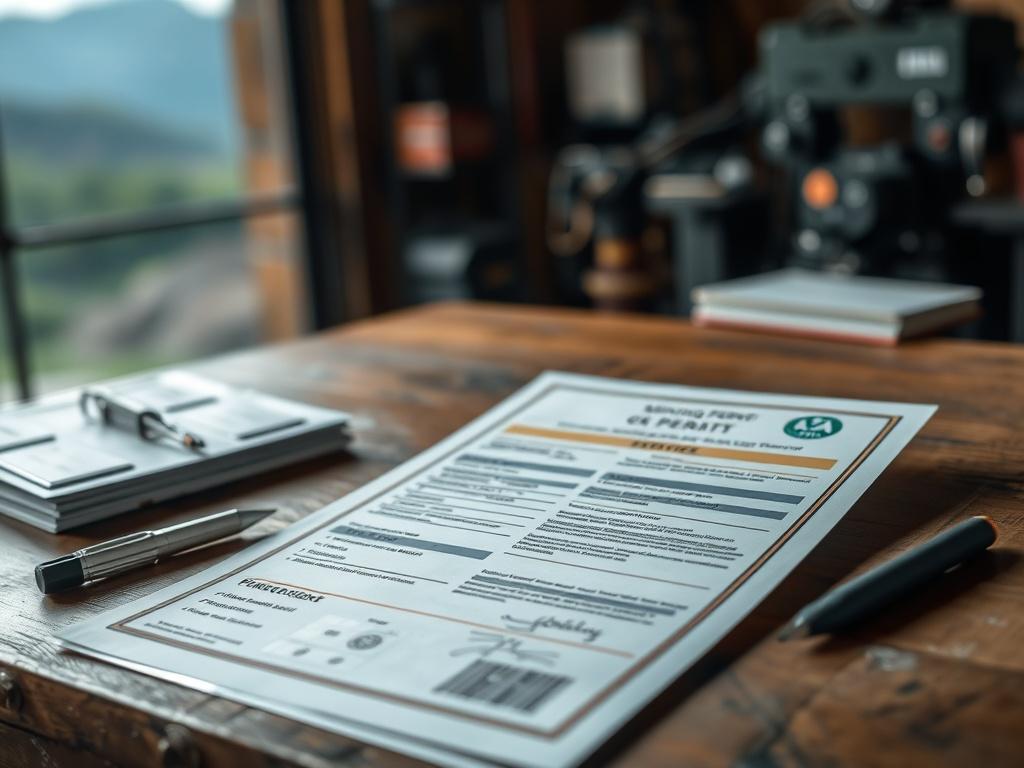 A hyper realistic close up image of a mining permit