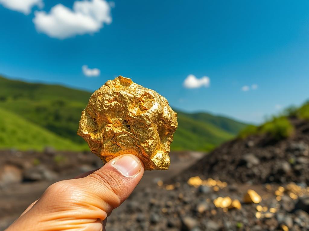 A hyper realistic close up of a gold mining site