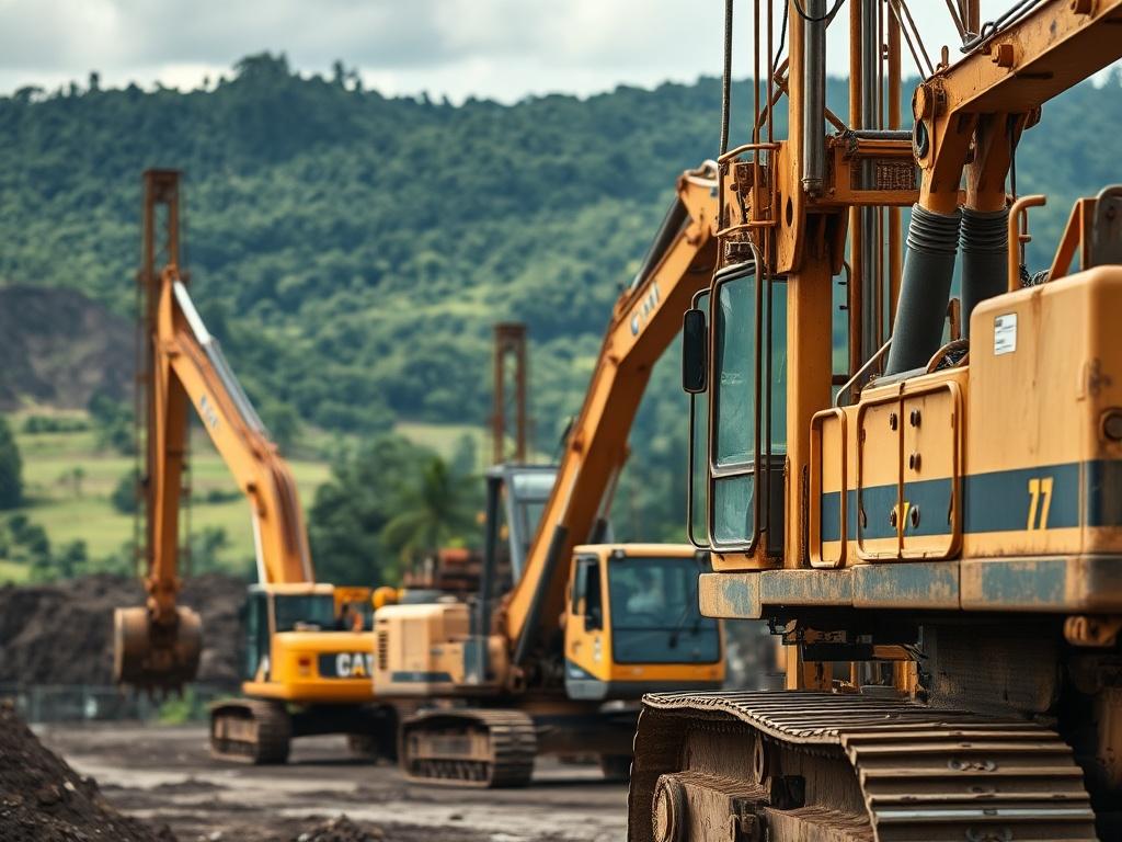 A striking close up of heavy mining machinery on site,