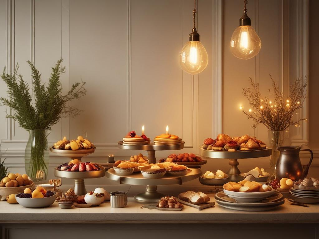A beautifully arranged buffet table featuring an array of gourmet