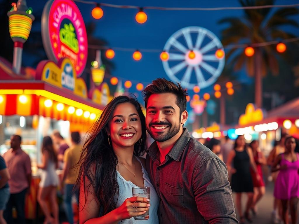 An exhilarating outdoor date scene with a couple enjoying a