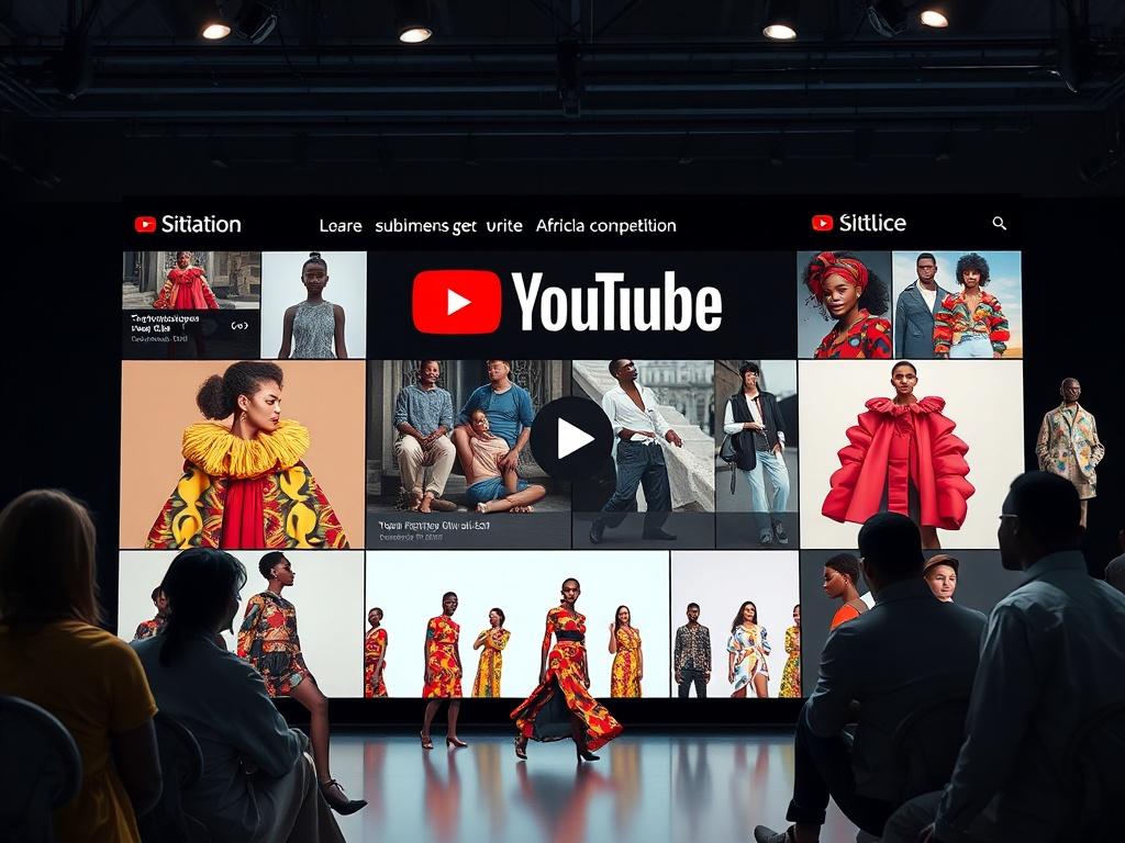 A dynamic online fashion competition scene featuring a collage of