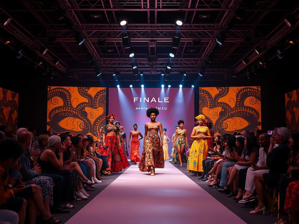 A breathtaking finale fashion show featuring a large runway with