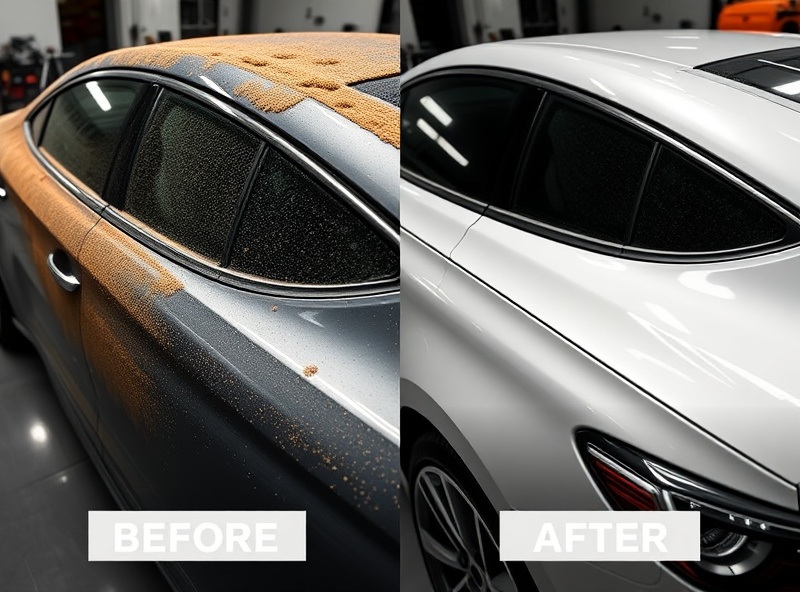 Before and after car detailing transformation