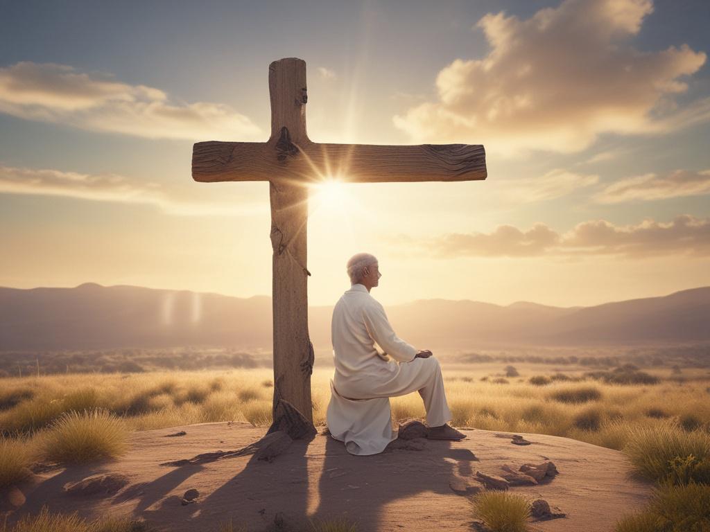 Create a highly detailed, realistic high-resolution image that embodies the essence of personal growth and self-awareness with the title "Unlocking Your Inner Wisdom." The composition should be simple and clear, featuring a solitary, serene figure seated cross-legged on a soft, natural grassy landscape. The subject should be a young adult of diverse background, radiating a sense of tranquility and contemplation as they gaze upward, embodying openness to knowledge and enlightenment. 

In their hands, they ge