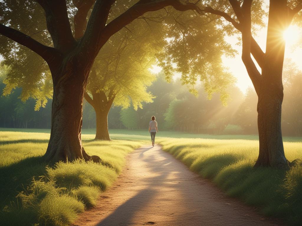 a person taking a small step forward in a serene