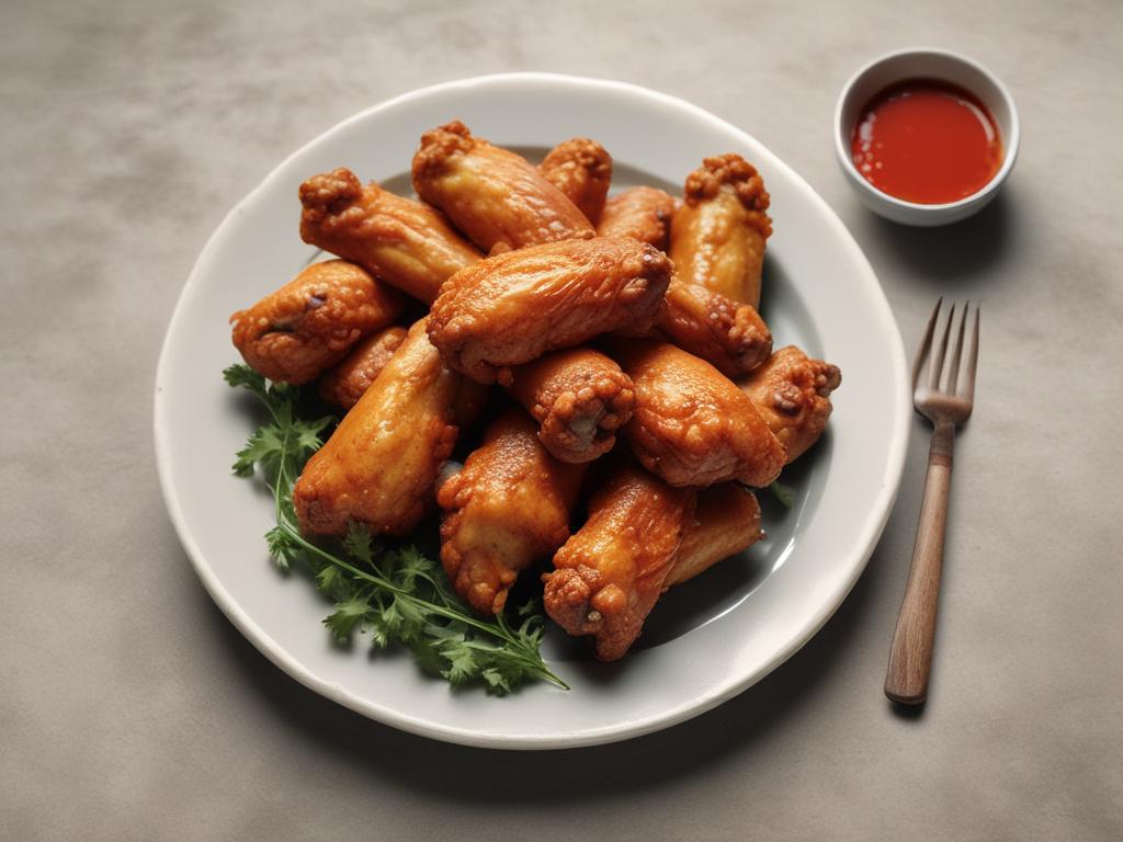spicy chicken wings, crispy, sauce, flavor