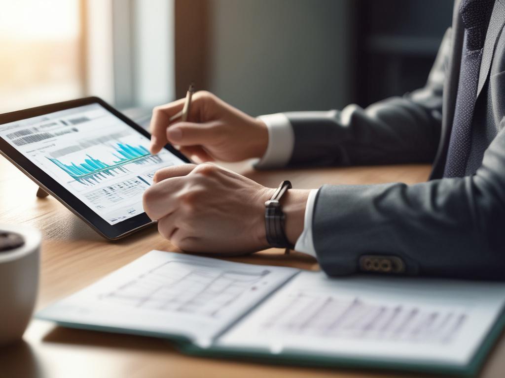 A close up of a person reviewing their investment portfolio