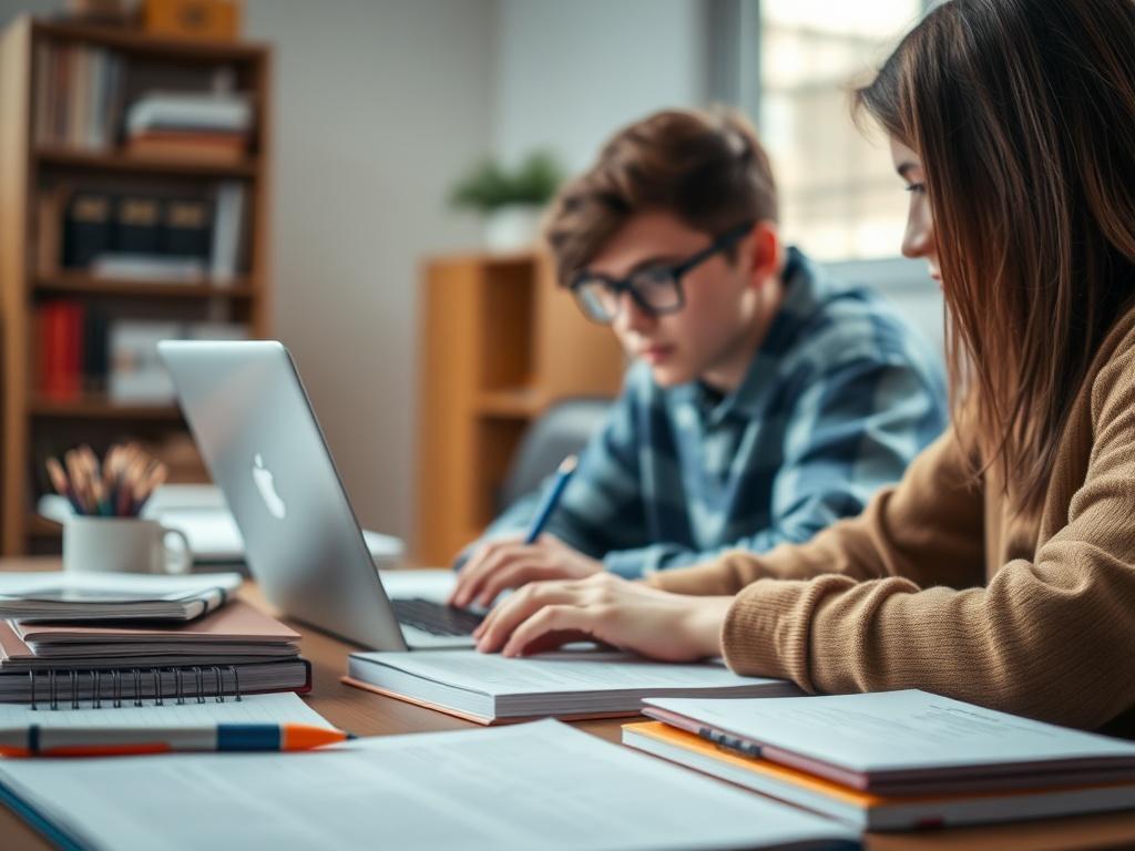 A close up shot of a student studying with a