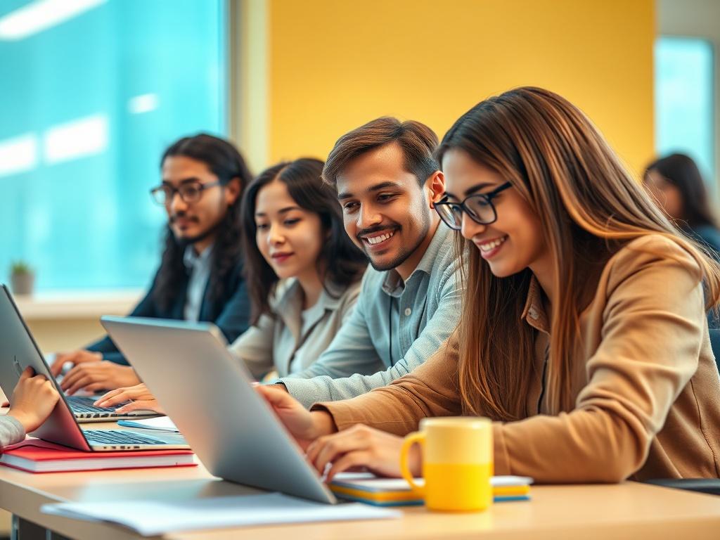 A focused image of a diverse group of professionals engaged