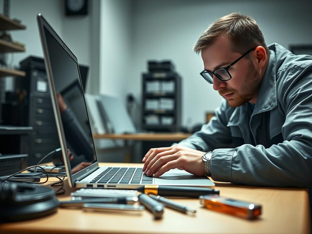 A close up shot of a technician working on a