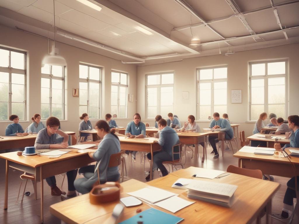 A classroom filled with students participating in a quiz competition,