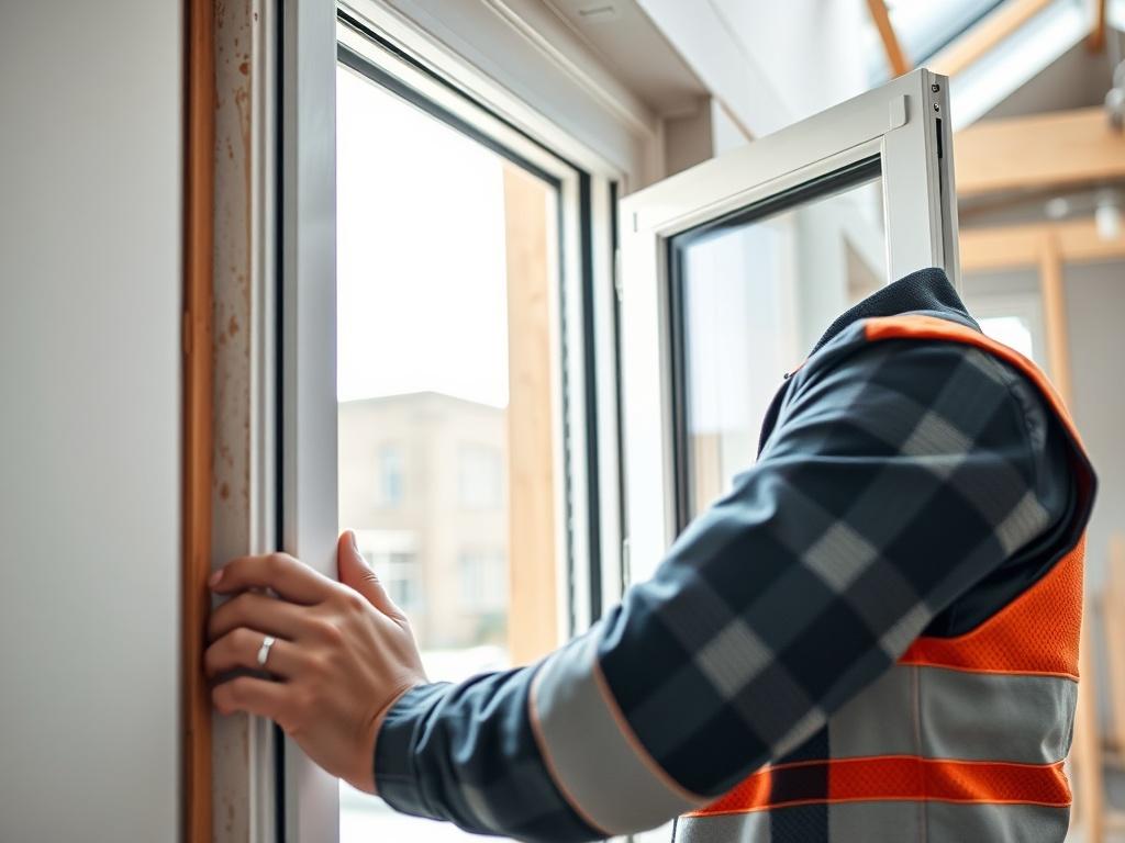 A close up shot of a professional installing a uPVC