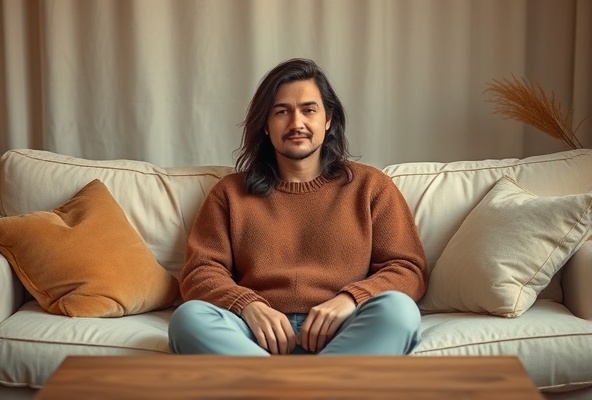 Person surrounded by comfortable textiles