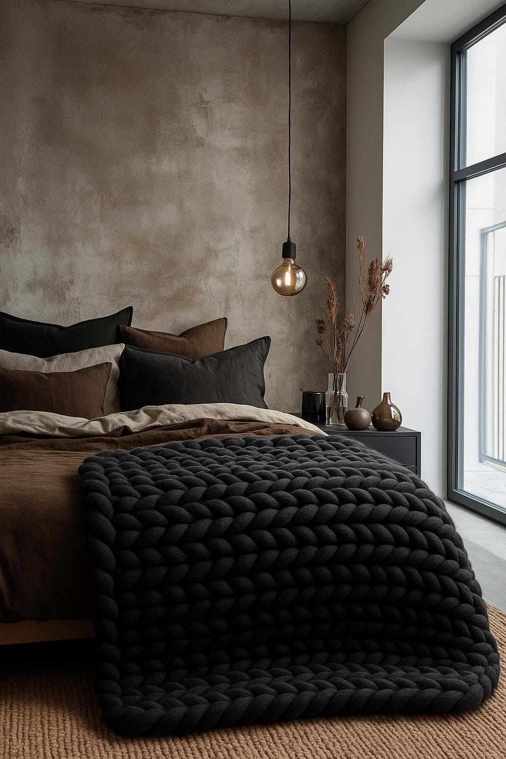 100% Merino Wool Hand-Woven Chunky Knit Throw