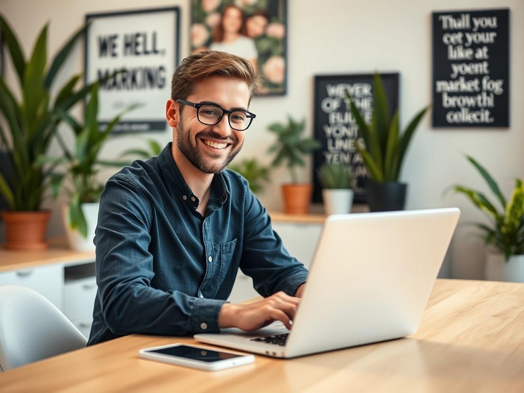 A close up shot of a small business owner smiling