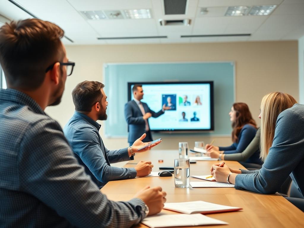 A high resolution image of a trainer presenting to a