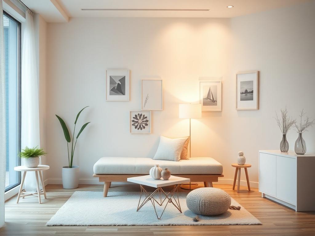 A hyper realistic image of a modern therapy room, featuring