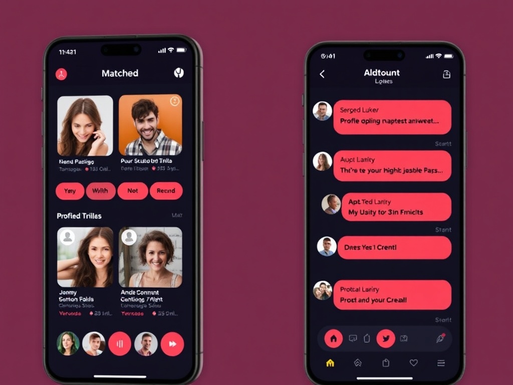 Dating app interface with matched profiles