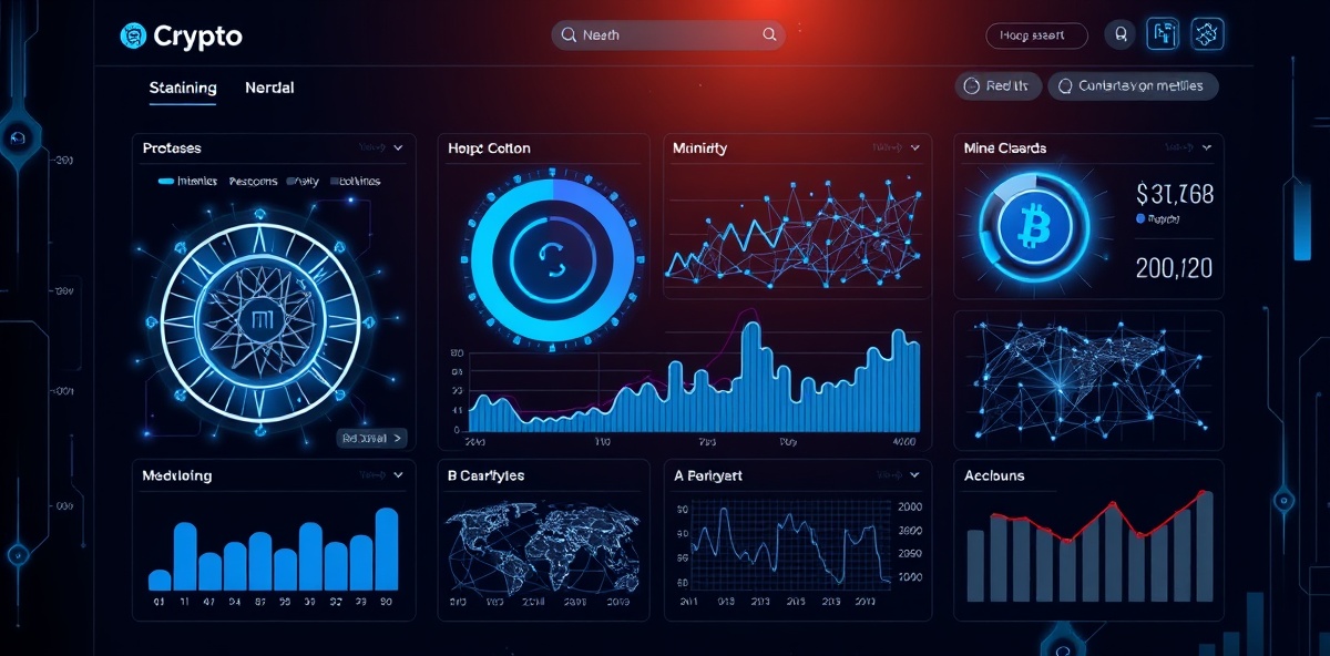 CryptoMine AI dashboard with mining profitability metrics and data visualizations