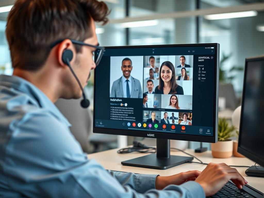 A support team member on a video call with hospital