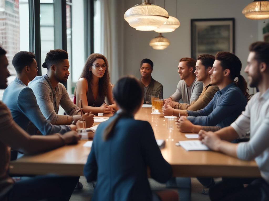 A focused close up shot of a professional diverse group