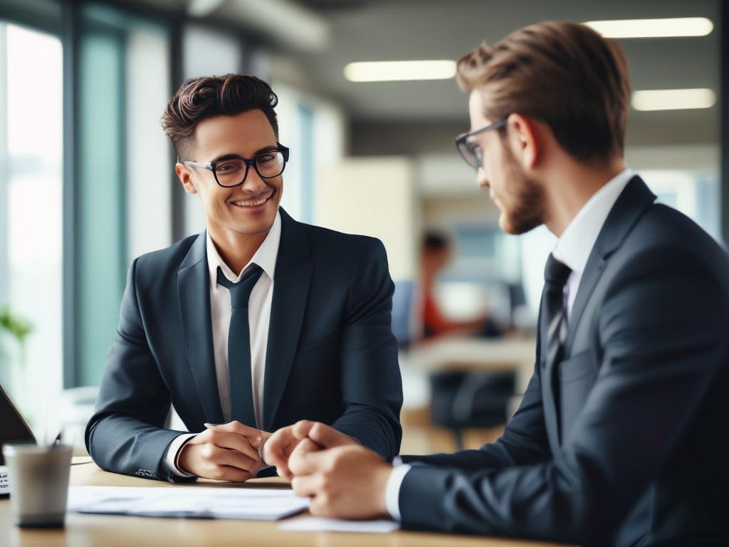 A close up shot of a confident job seeker engaging