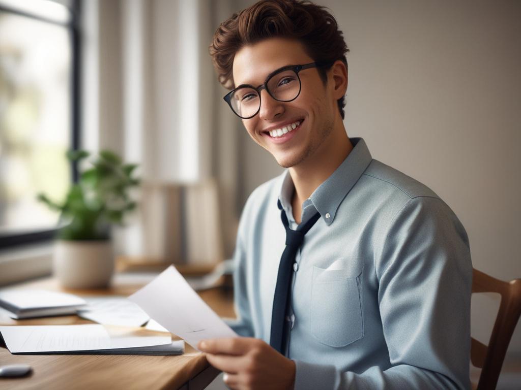 A close up of a happy student holding their offer