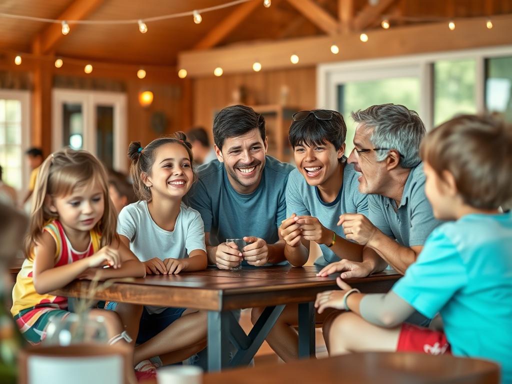 A joyful family enjoying their time at a resort during