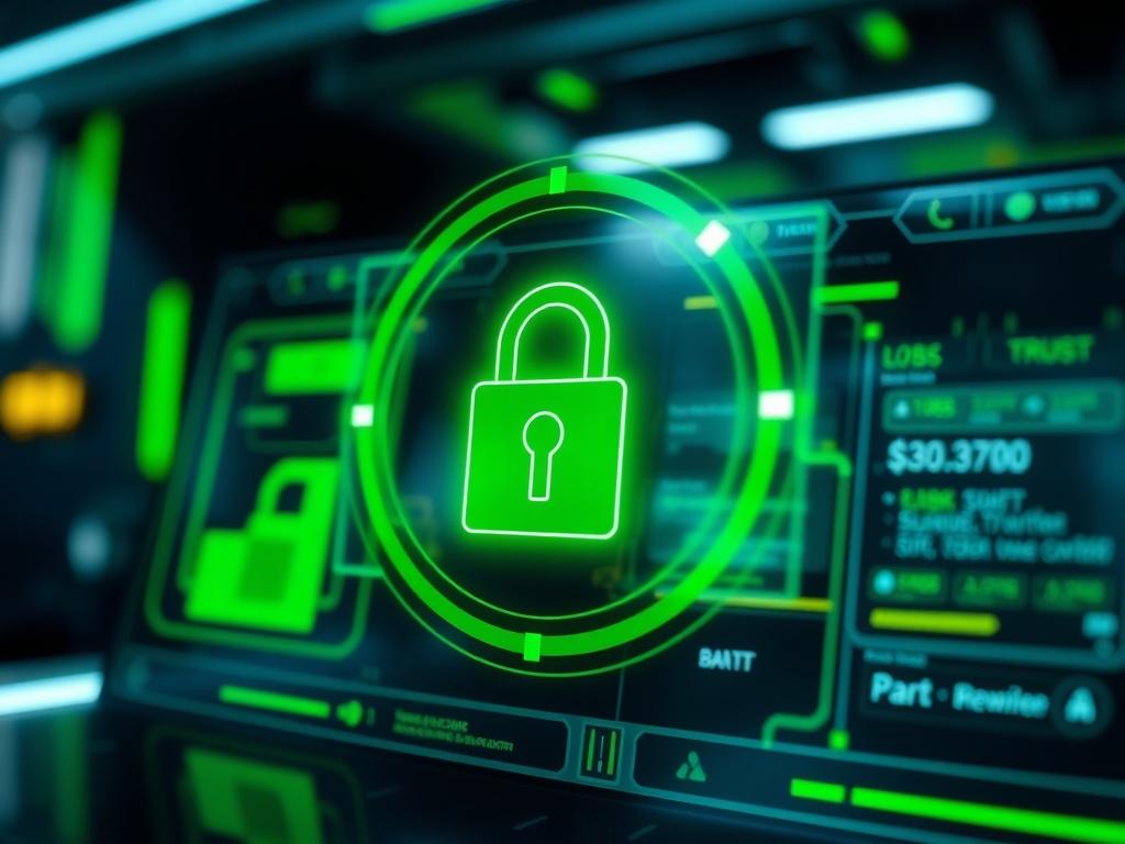 A high resolution image showcasing a digital lock symbol overlaid