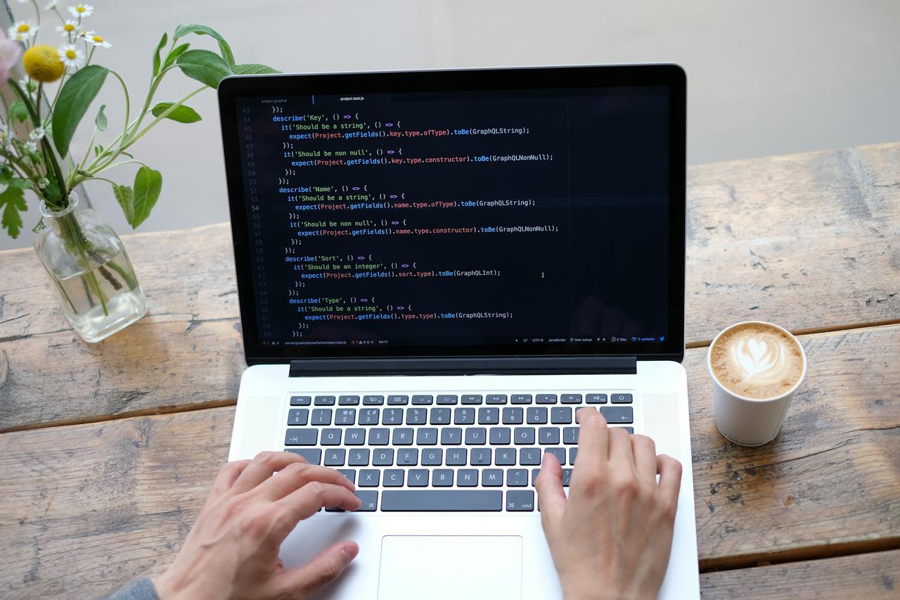 Working on our first app in the coffee shop in