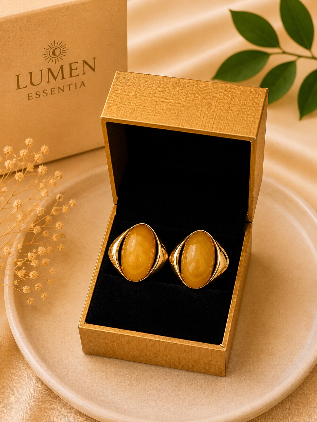 Golden Amber – Statement Earrings