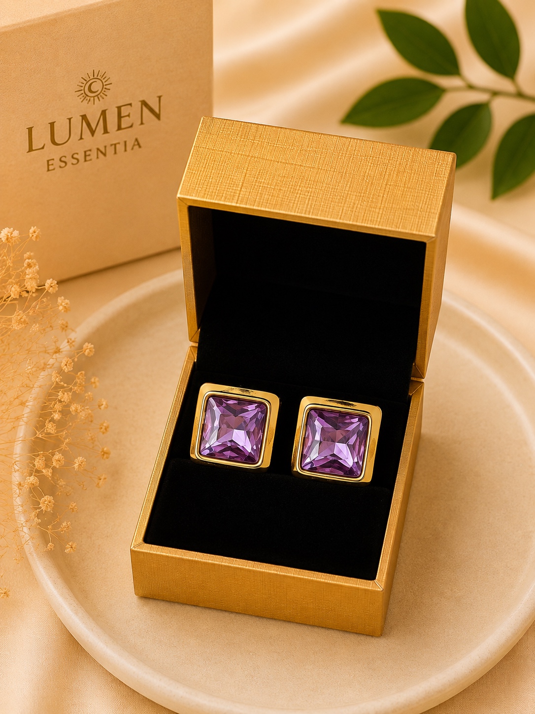 Amethyst Square Earrings