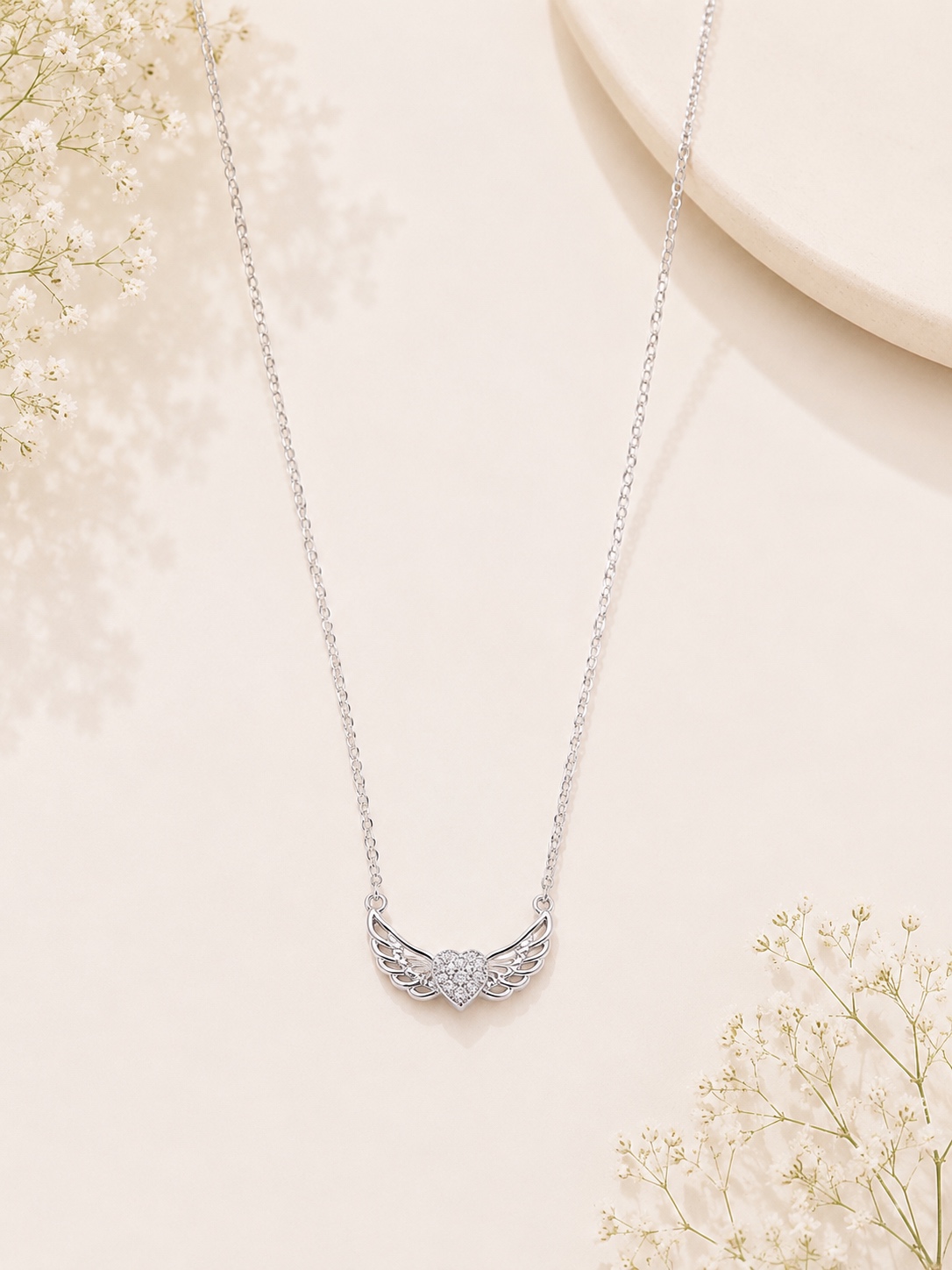 Κολιέ Lumen Angel Wings Heart Silver – Αγάπη & Προστασία