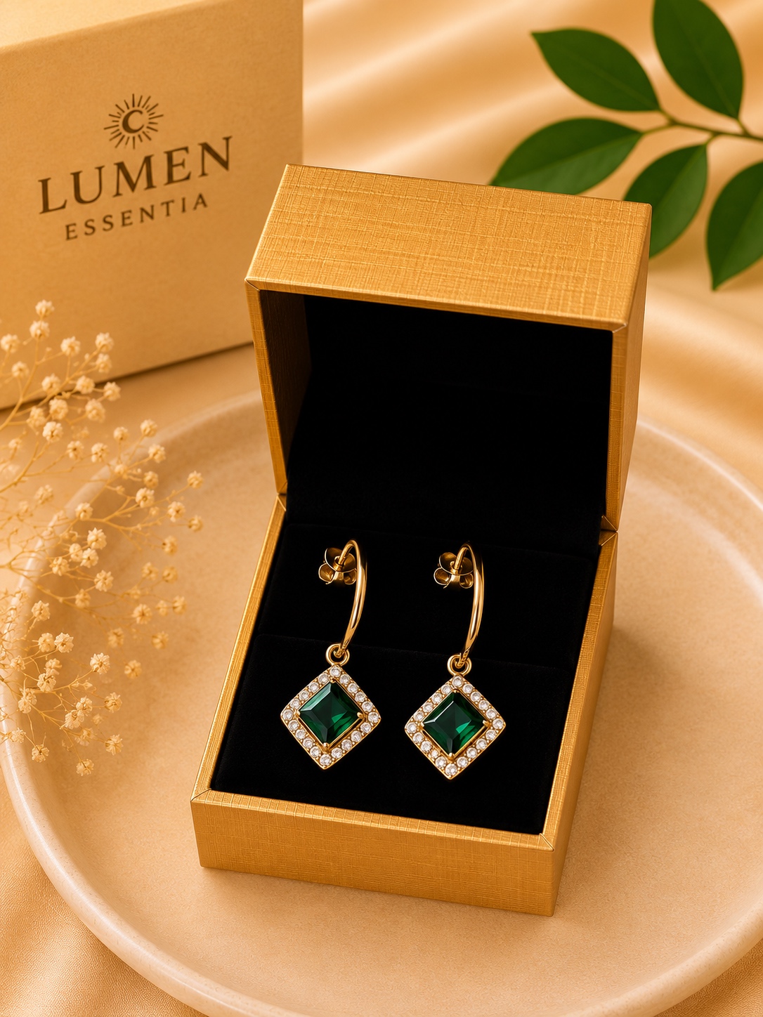 Emerald Glow Earrings — Lumen Essentia