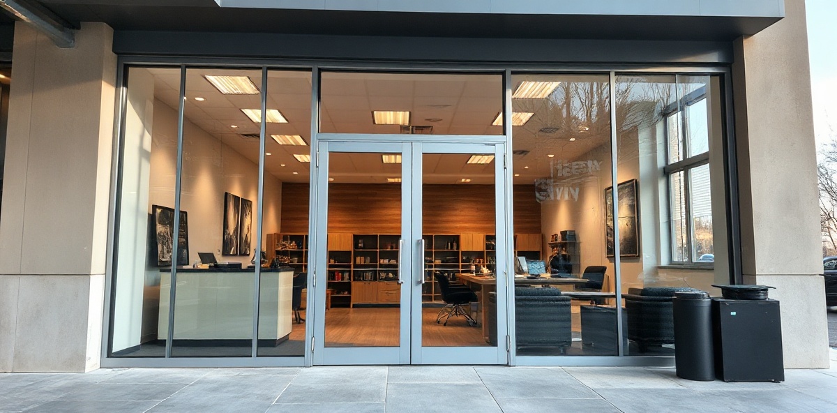 Commercial glass installation