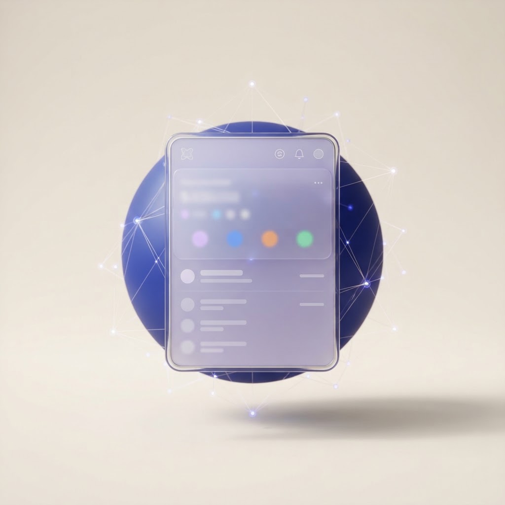 Abstract wallet panel with Cardano-inspired blue network details