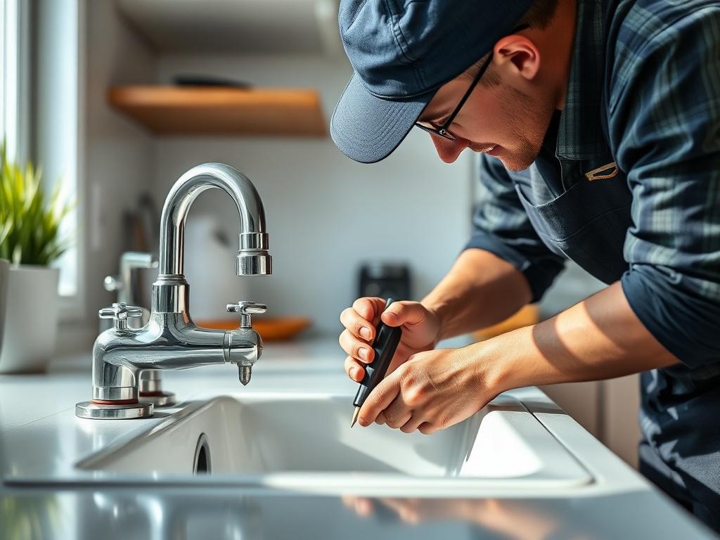 A hyper realistic close up shot of a skilled plumber